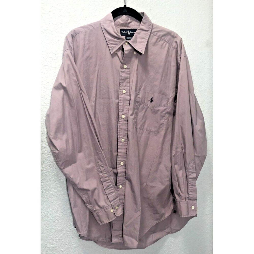 Ralph Lauren Men's Lavendar‎ w/Pocket & Purple Pony Logo Shirt - Size 17 - 34/35